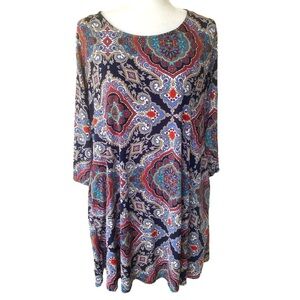 Discount Divas Large Dress Boho Print Pockets‎ Stretch Boutique Casual Day Dress